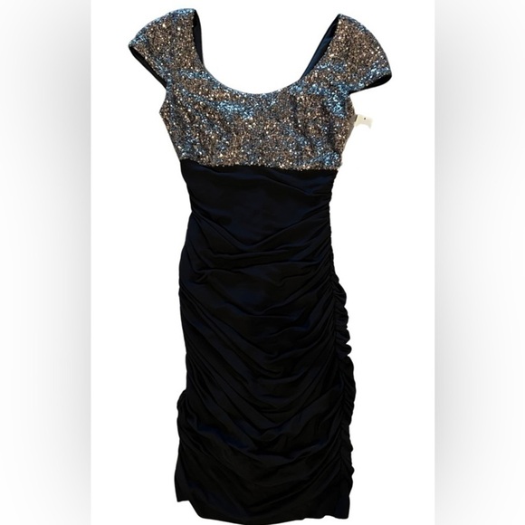 BADGLEY MISCHKA Black Sequins Mini Dress Cocktail - Picture 6 of 10